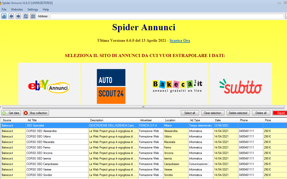 Spider Annunci最新版 广告网站 Kijiji（易趣广告）信息提取工具