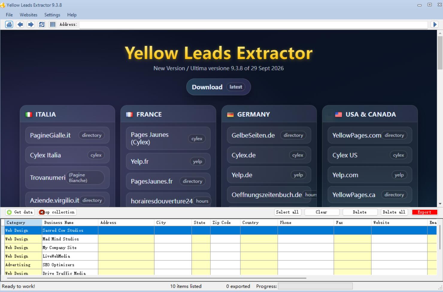 国外客户邮箱电话收集-Yellow Leads Extractor 最新版本 公司黄页信息导出-图片1